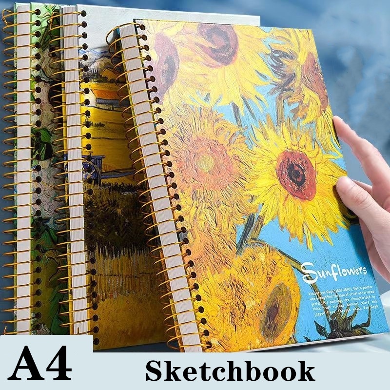 A4 Van Gogh Spiral Sketchbook Big Thick Paper Notebook Drawing Notebook ...