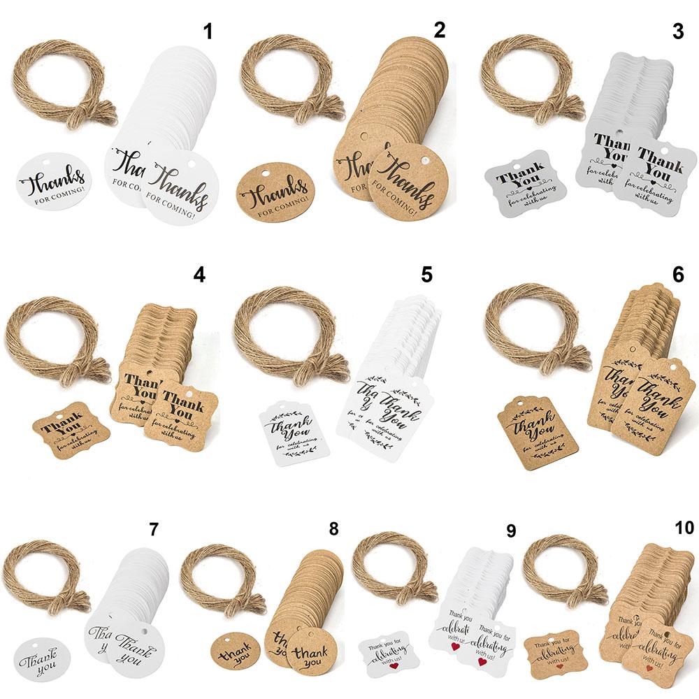 SUCHEN 100pcs Craft Gift Tags DIY Thank you Hanging Label Handmade Jute