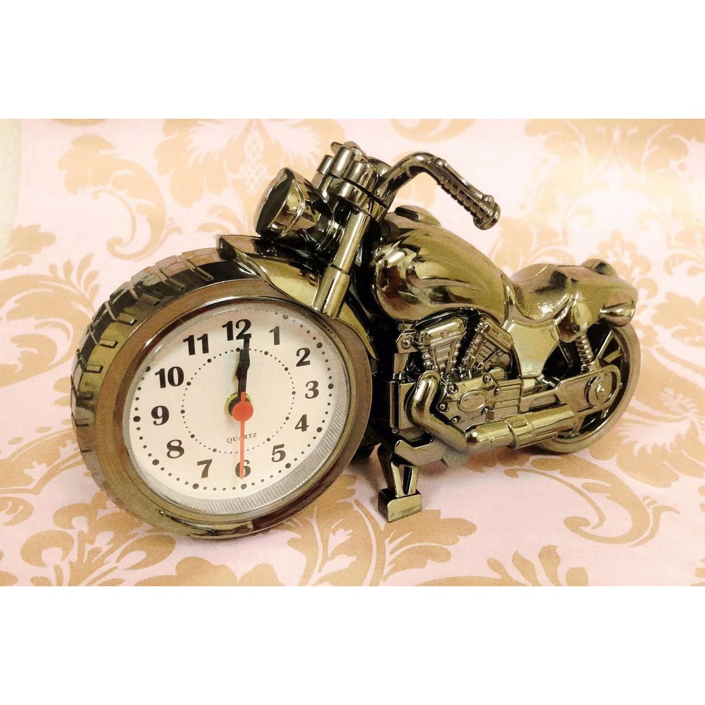 Imitation metal motorcycle alarm clock home ornament with table clock birthday present souvenir