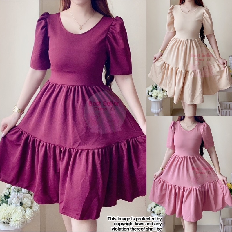 BEST SELLER DIANA VINTAGE PUFF SLEEEVES DRESS (BEST SELLER DRESS) (BSD
