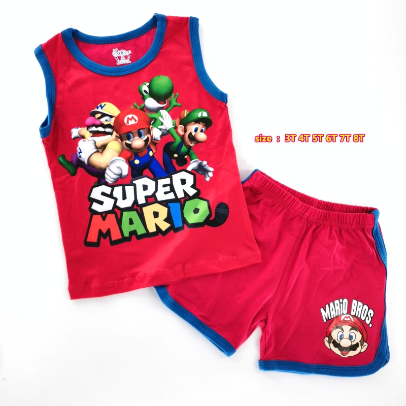 2-4y/o 5-7y/o Cotton pambahay terno sando Super Mario Among US Roblox ...