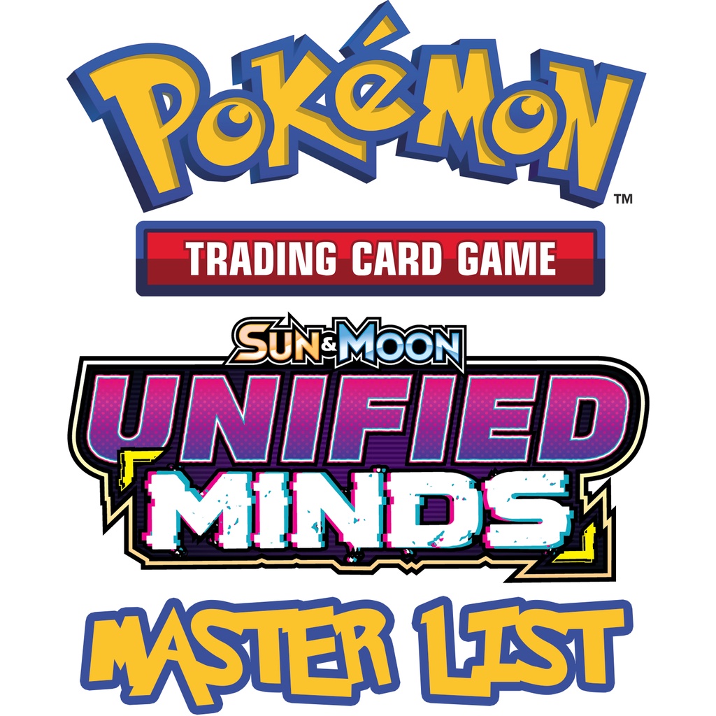 Pokemon TCG - Sun &amp; Moon Unified Minds - Master List (Single Cards ...