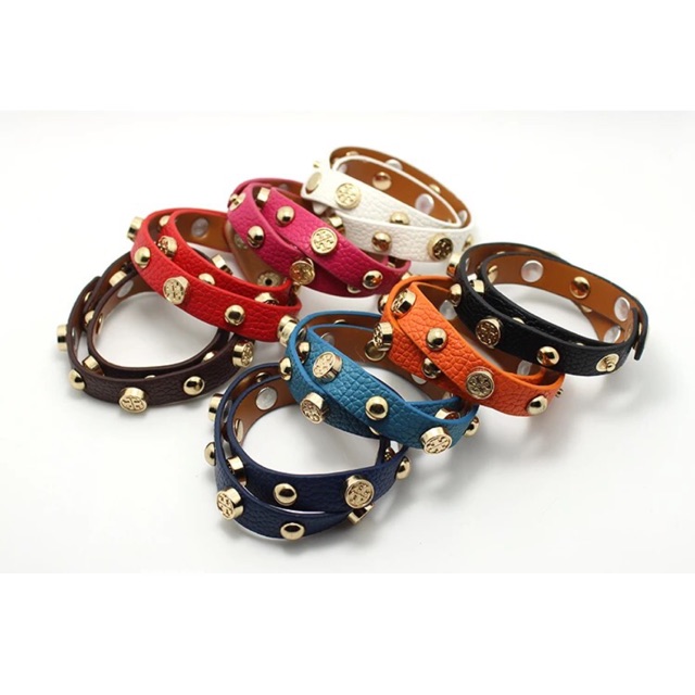 High End Quality Tory Burch Double Wrap Studs Leather Bracelet | Shopee  Philippines