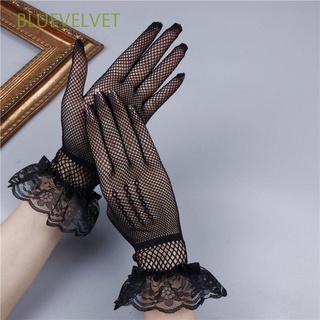 BLUEVELVET Retro Lace Mittens Korean Flower Wedding gloves Women Lolita Elasticity Sweet Mesh Thin Hand Sleeve