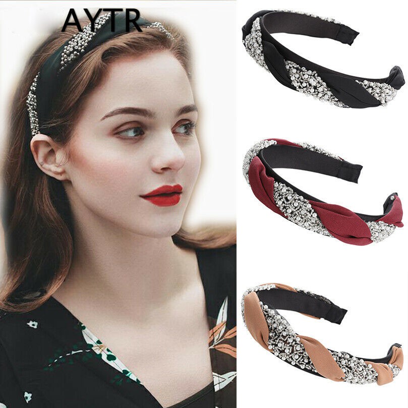 Korean New Women S Handmade Pearl Beads Cross Headband Fabric High