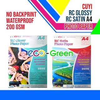cuyi 200gsm Waterproof Paper Premium RC Photo Paper Satin Glossy A4 size