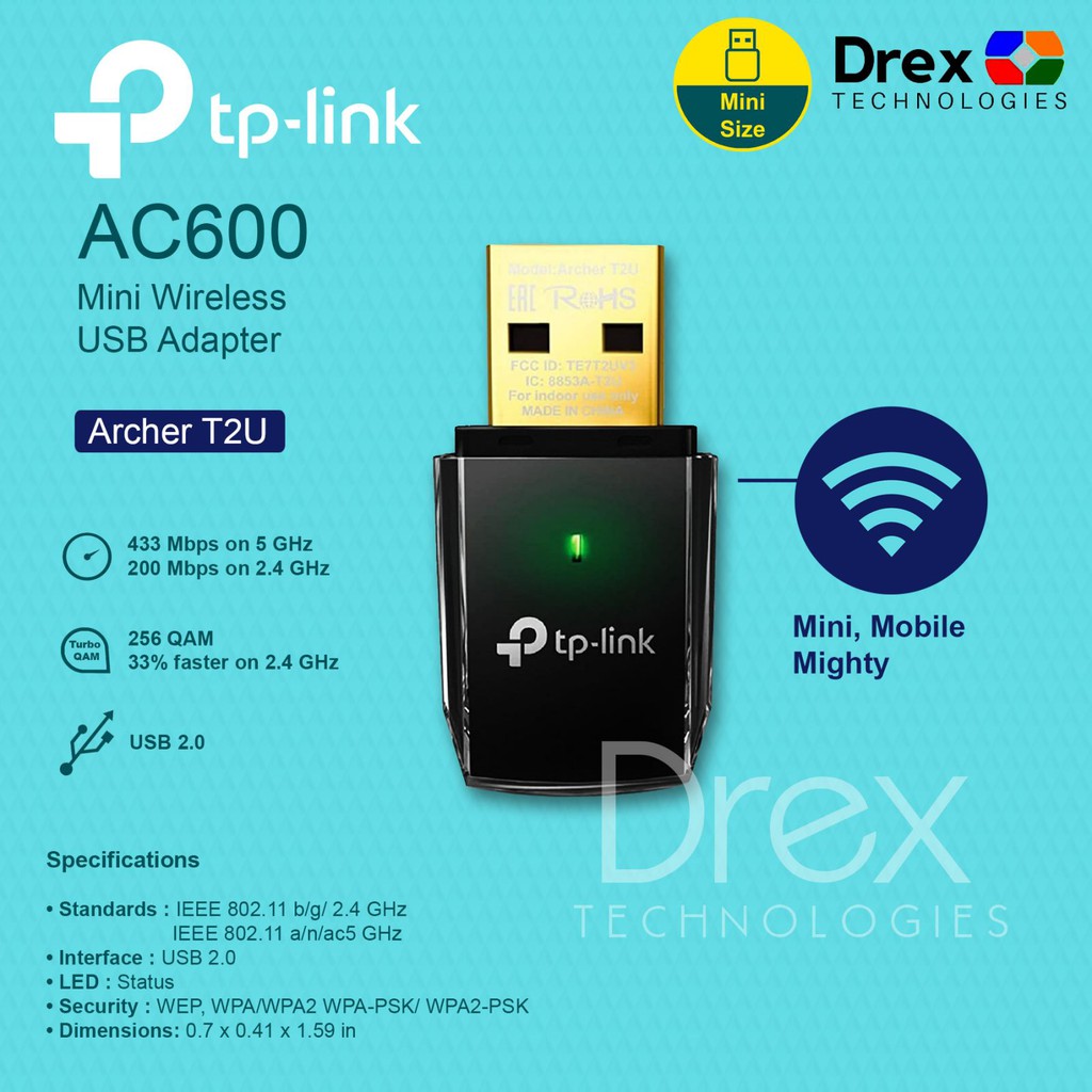 TP-LINK Archer T2U AC600 Wireless Dual Band USB Adapter | Shopee ...