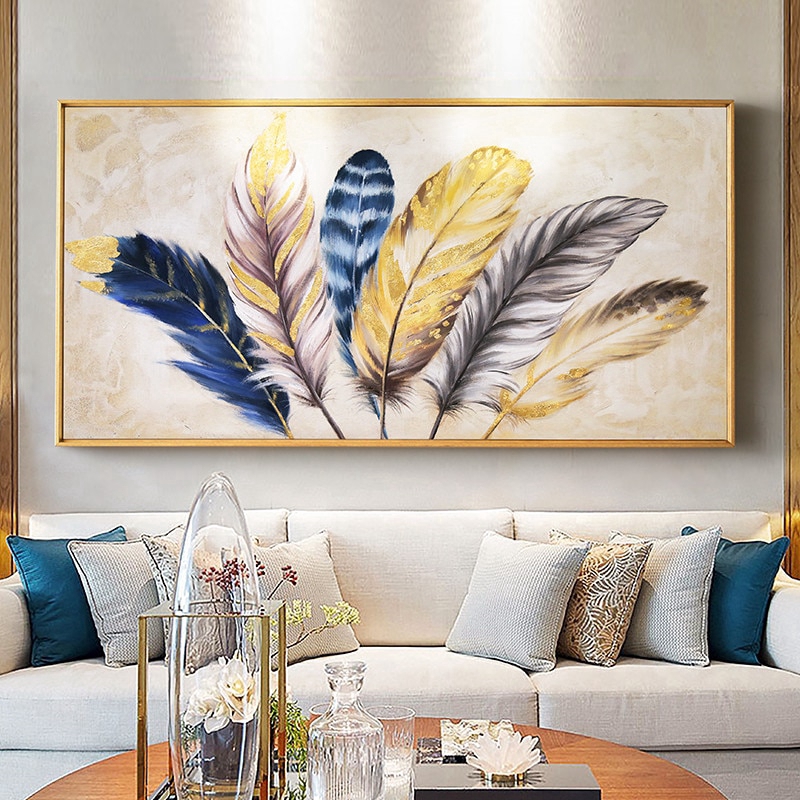 Golden Feather Modern Wall Charts Abstract Canvas Painting Home Living Room Bedroom Decoration Ee Philippines - Contemporary Painting Ideas For Living Room
