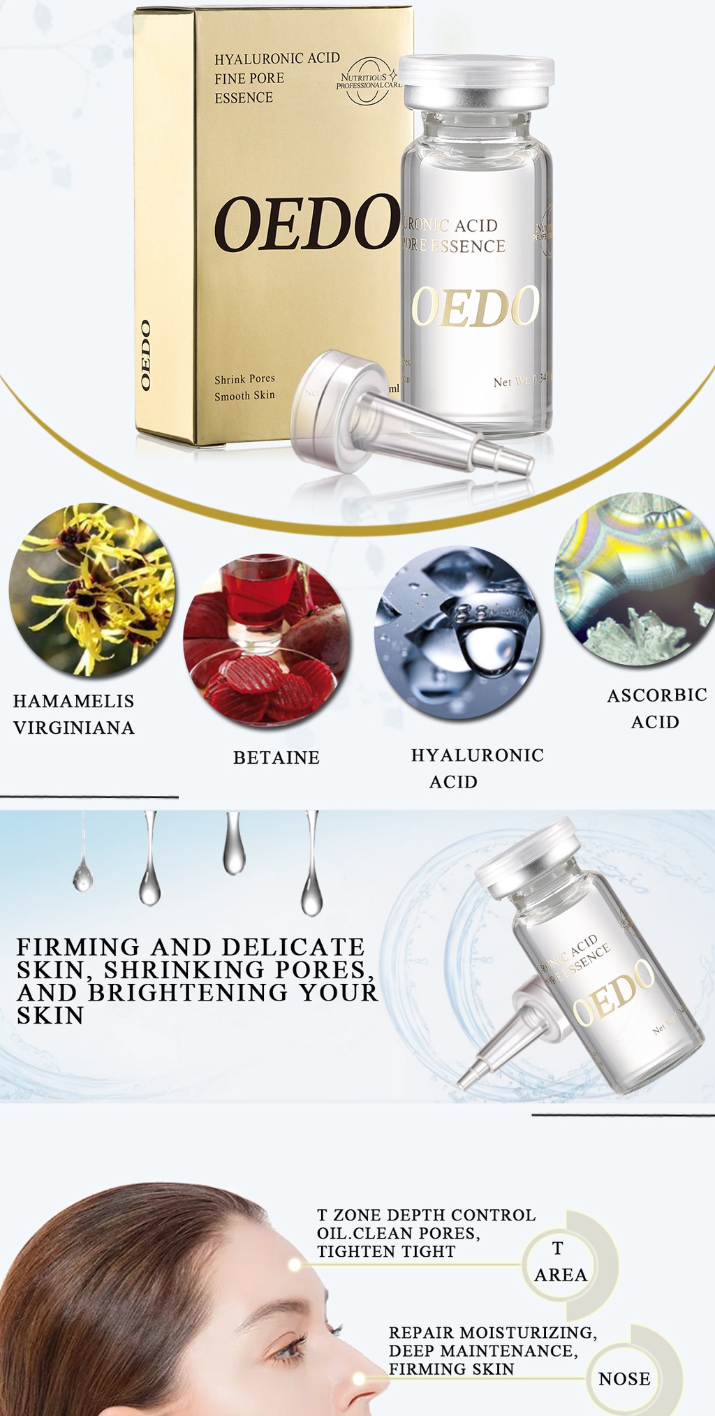 OEDO Shrink Pores Serum Hyaluronic Acid liquid Moisturizing Face Serum