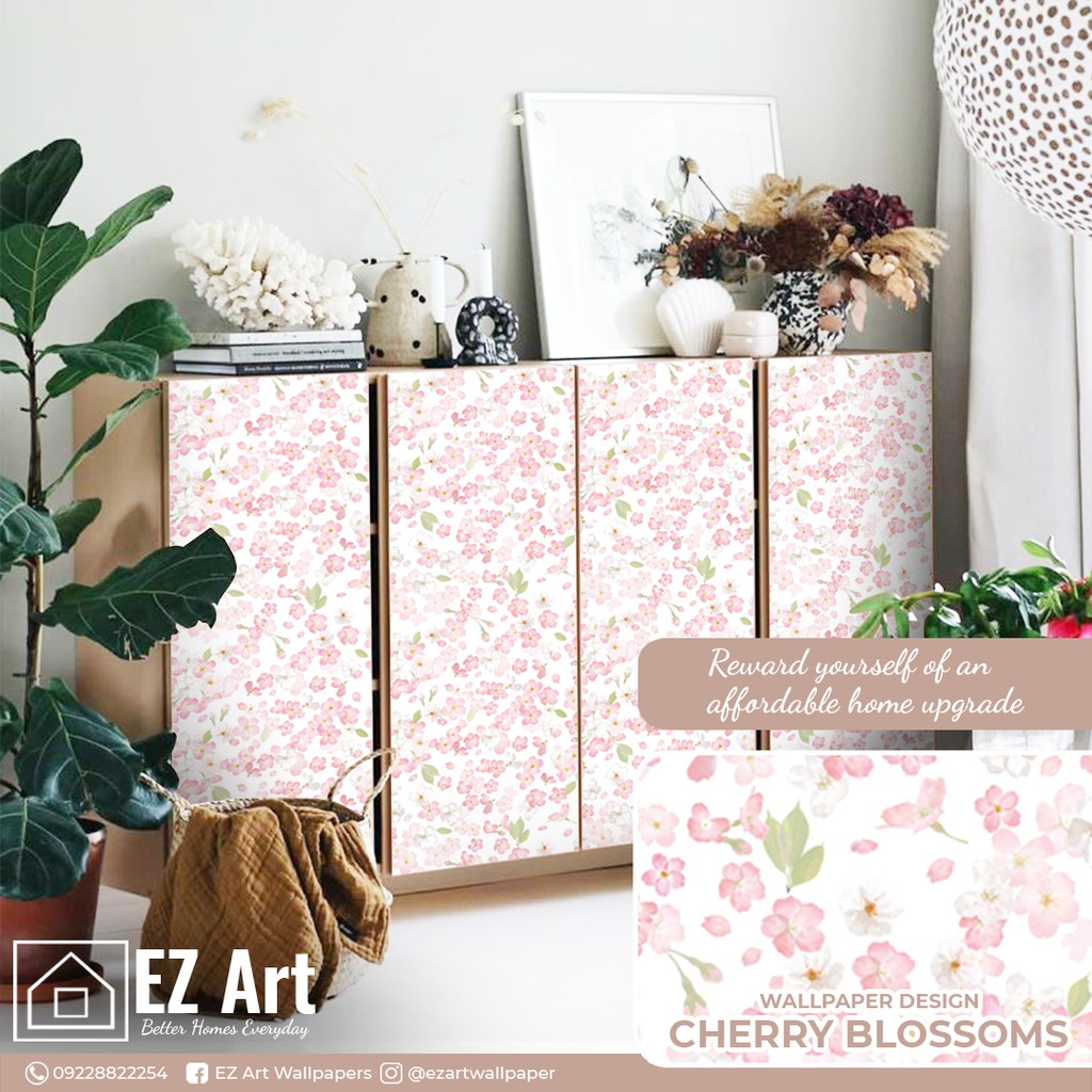 Wallpaper self adhesive 10m x 45cm 2D embossed cherry blossoms - classic  floral nature pink EZ Art | Shopee Philippines