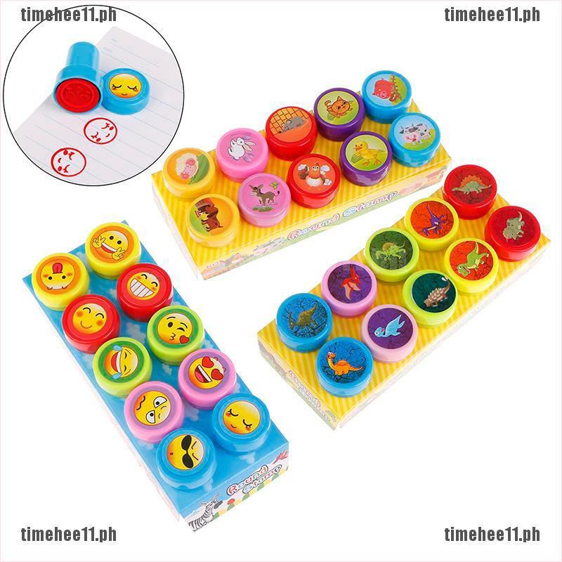 【timehee11】10pcs Children Toy Stamps Cartoon Animals Smile DIY cartoon ...