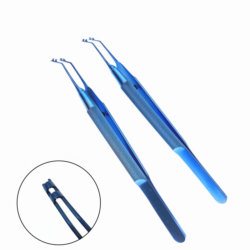 Titanium Ophthalmic Lens Folding Forceps Tweezers Round Handle