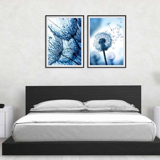Cool Color Blue Tone Modern Art Canvas Painting Home Decoration Flower Dandelion Waves Room Wall Decor Machine Spray Canvas Painting Unframed #3