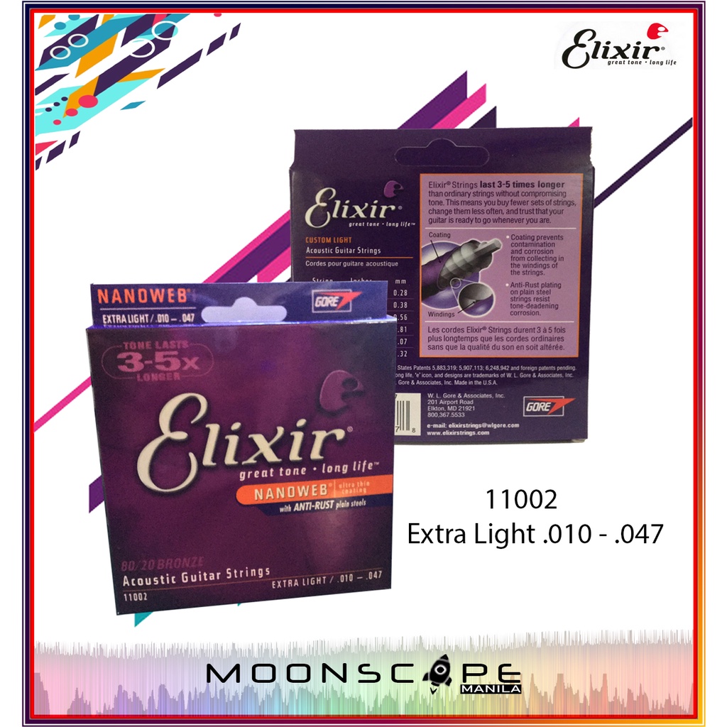 Elixir Phosphor Bronze Acoustic Guitar Strings with NANOWEB Coating