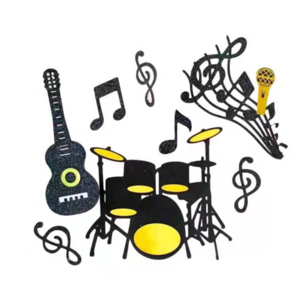 cake topper Music notation Drum set paper card baking props dessert