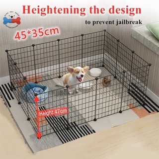 【45*35cm】 Dog Cage Stackable Pet Fence  Cat  Fence Pet Cage DIY Pet Metal Wire Kennel Extendable Hei