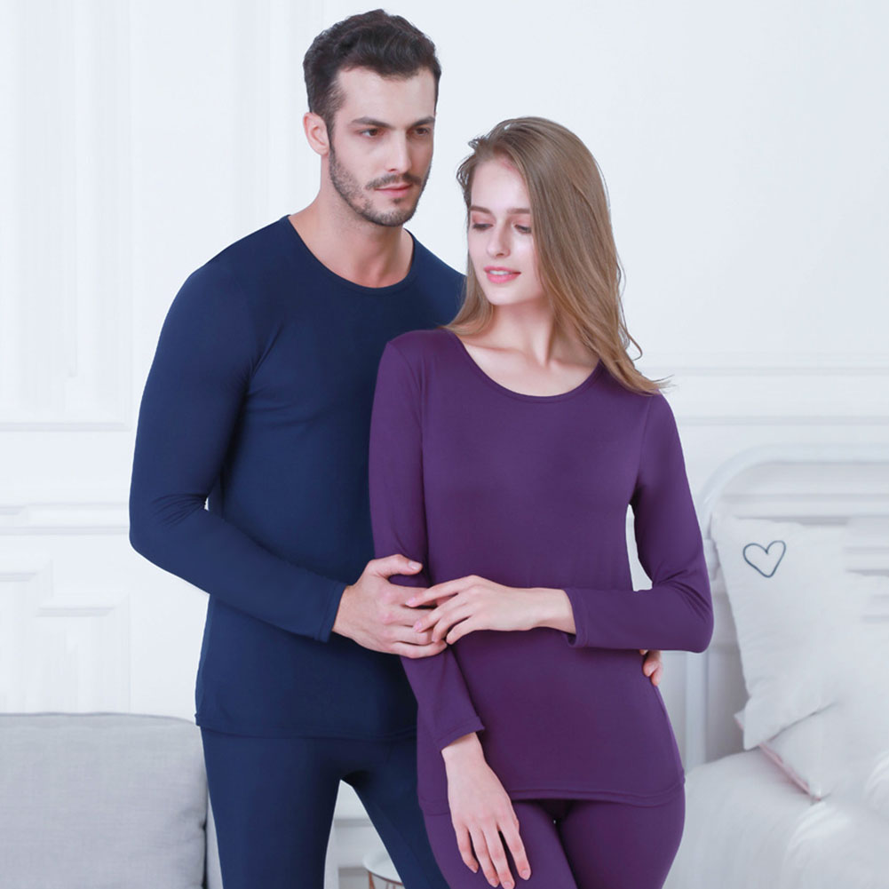 feeilty 2019 New Mens Winter Seamless Elastic Warm Velvet Inner Wear Thermal Underwear Long Johns Pajama Set for Home 