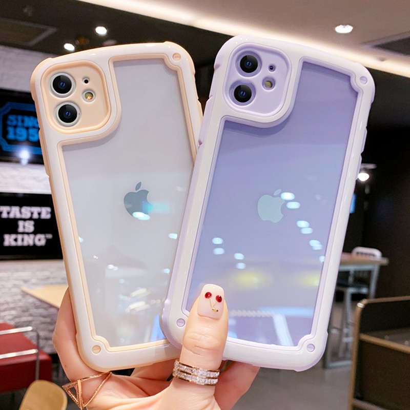 Candy Color Clear Phone Case For Iphone 11 Pro Max X Xr Xs Max 6 6s 7 8 Plus Shockproof Bumper Silicone Frame Transparent Cover Shopee Philippines