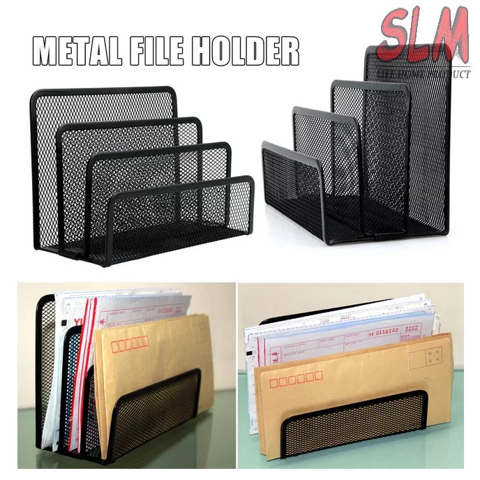 2pcs/set Black Mesh Letter File Storage Rack Holder Organizer File Rack