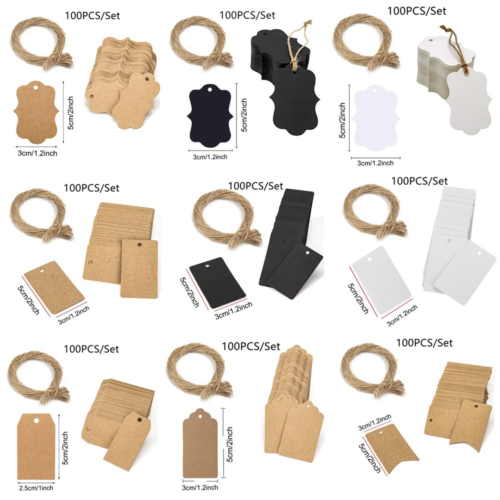 blank-label-tag-100-pcs-kraft-paper-gift-tags-wedding-brown-rectangle