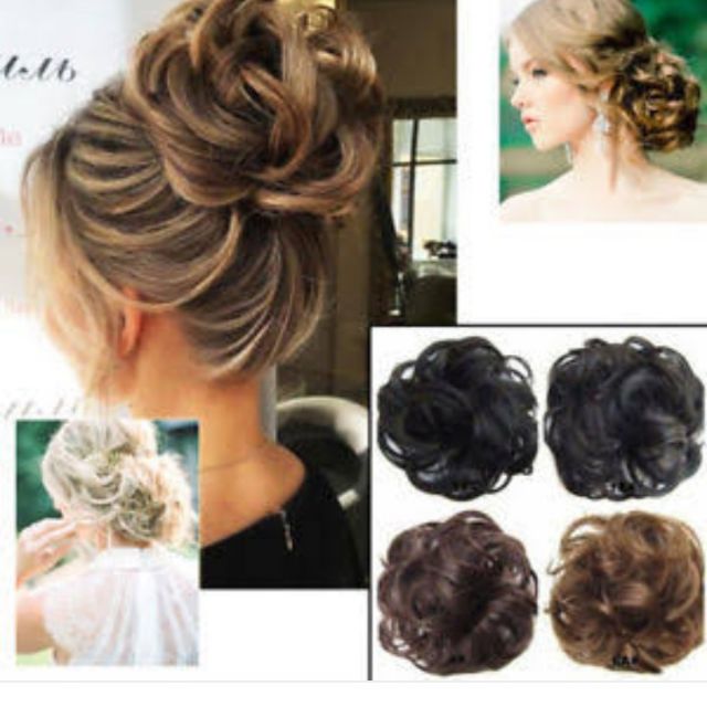 Women Girls Wavy Hair Bun Extension Elastic Hair Tie Hairpiece Wig