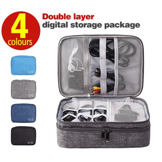 Double Layer Travel Gadget Storage Bag Waterproof Electronic Powerbank Organizer