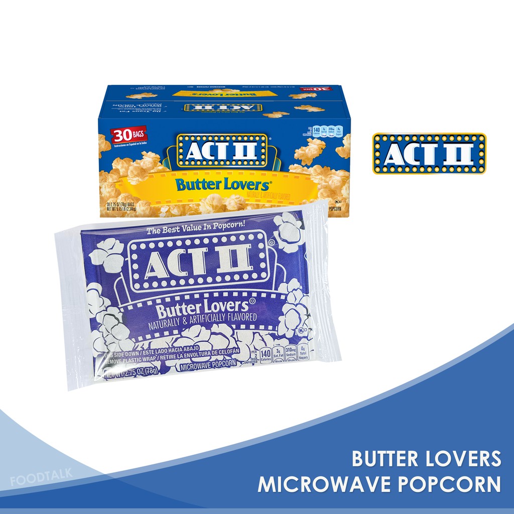 Act Ii Butter Lovers Microwave Popcorn 78G Naturally & Artificially ...