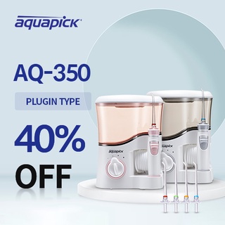 Aquapick AQ-350 / Water Flosser Teeth Cleaner, Oral irrigator for Home, 600ml Water Tank with 4 Jet Tips (Pink&Grey)