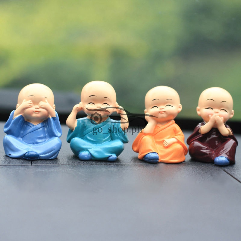 4pcs Monk Garden Ornament Buddha Car Decoration Statue Kung Fu ...