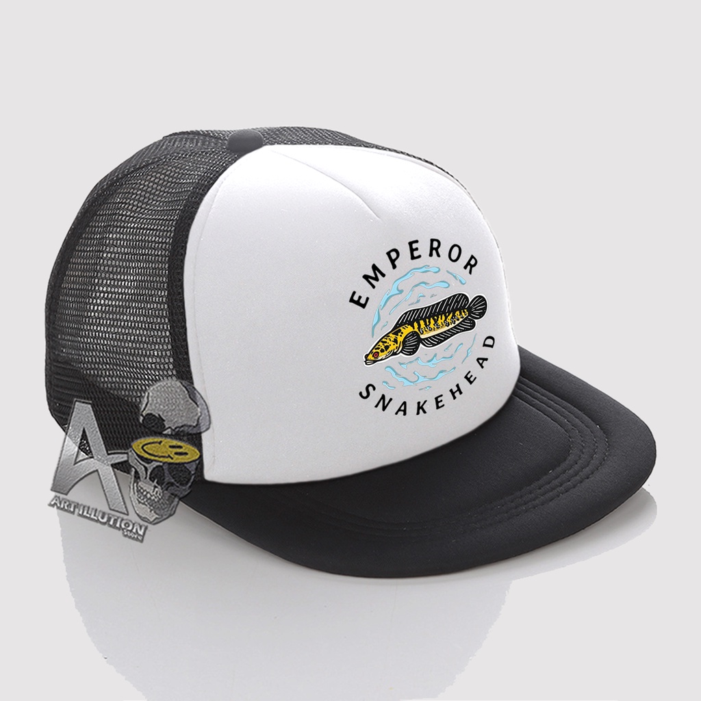 Distro Net Snapback Hat/Trucker Snapback Hat - Channa Emperor Snakehead Hat Latest Logo PREMIUM QUALITY ST052