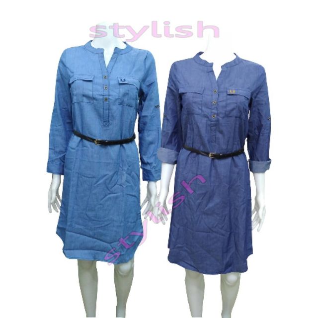long sleeve denim dress