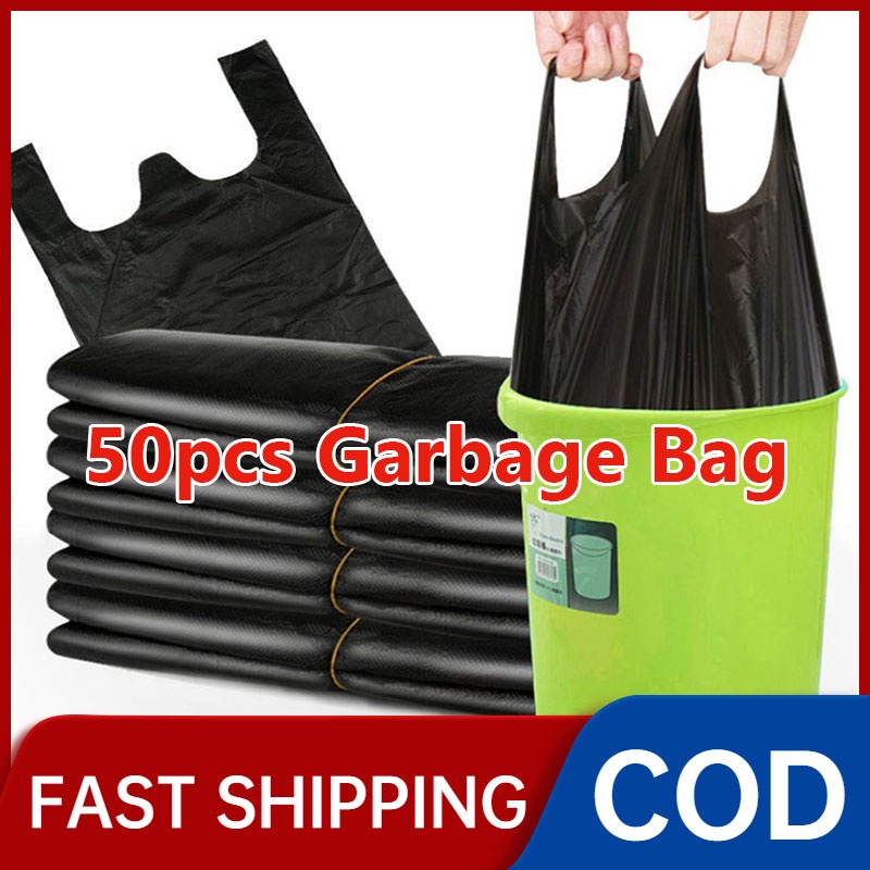 50PCS Garbage Bags Black Thicken Disposable Bag Plastic Trash Bag 32 ...