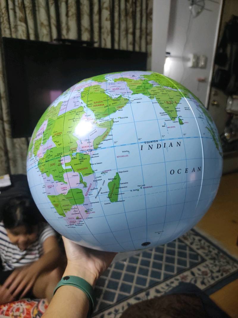 Inflatable Blow Up World Globe 16" Earth Atlas Ball Map Geography Toy.pi 