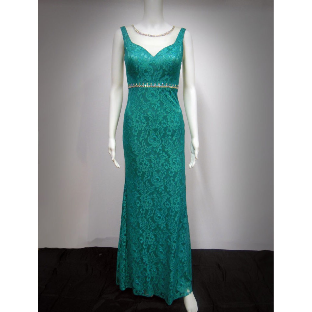 teal formal dress long