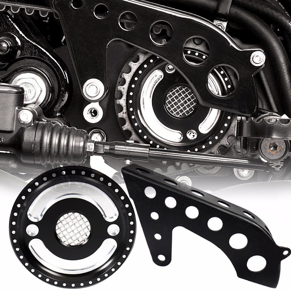 Motorcycle Front Black Drive Pulley Engine Upper Cover Sets For Harley