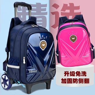 Minglang primary school children s trolley schoolbag for grades 1-3-5 boys and girls style three rounds 6 rounds 6-12 ye