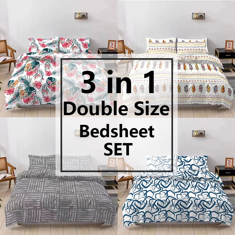 Double Size 3 in1 bedsheet set Premium Quality (120cmX190cm+20cm ...