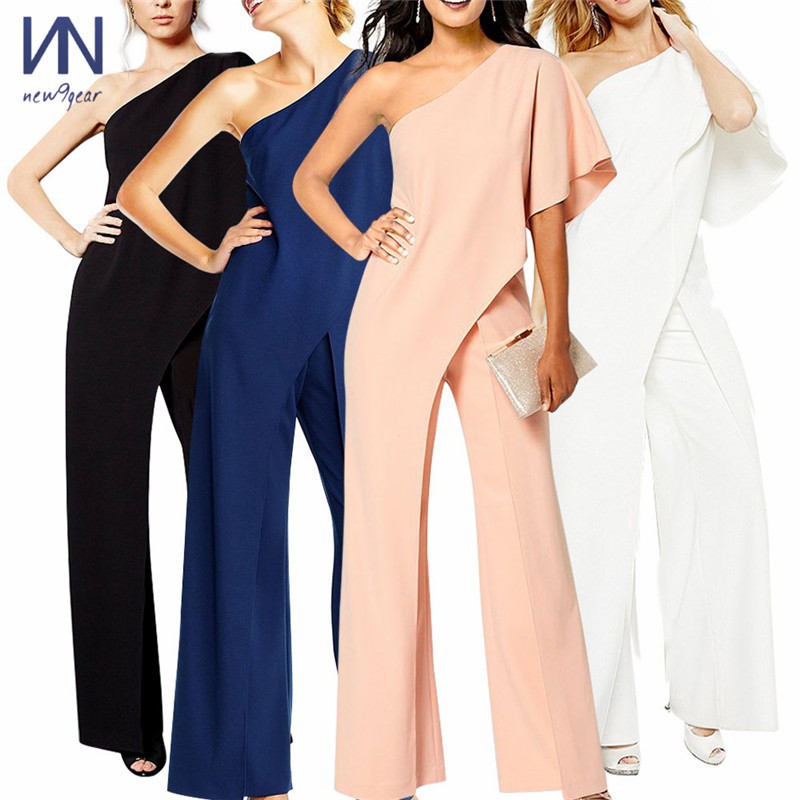 one shoulder dressy jumpsuits