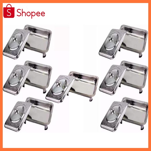 Rectangular Stainless Food Warmer Tray Buffet plate With Pattern Design