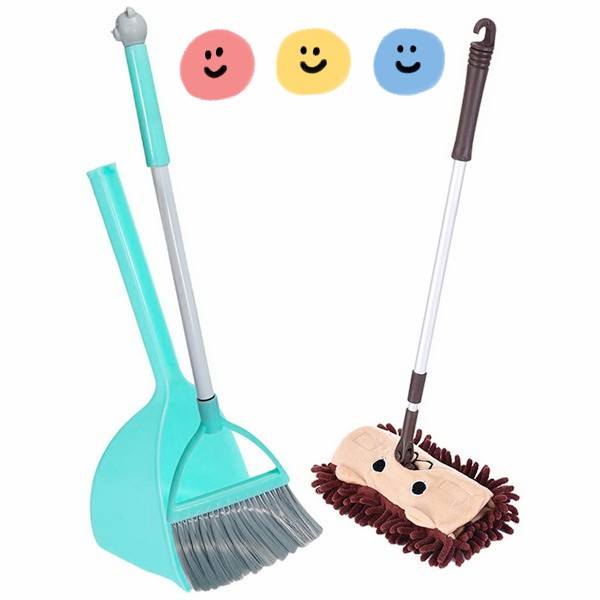 10xKids Pretend Play Cleaning Set-Bucket Broom Mop Duster Brush Dustpan Toys