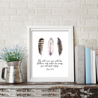 Bible Verse Feathers Quotes Posters Prints Scripture Church Wall Art Canvas Painting Wall Picture for Living Room Home Decor Unframed #2