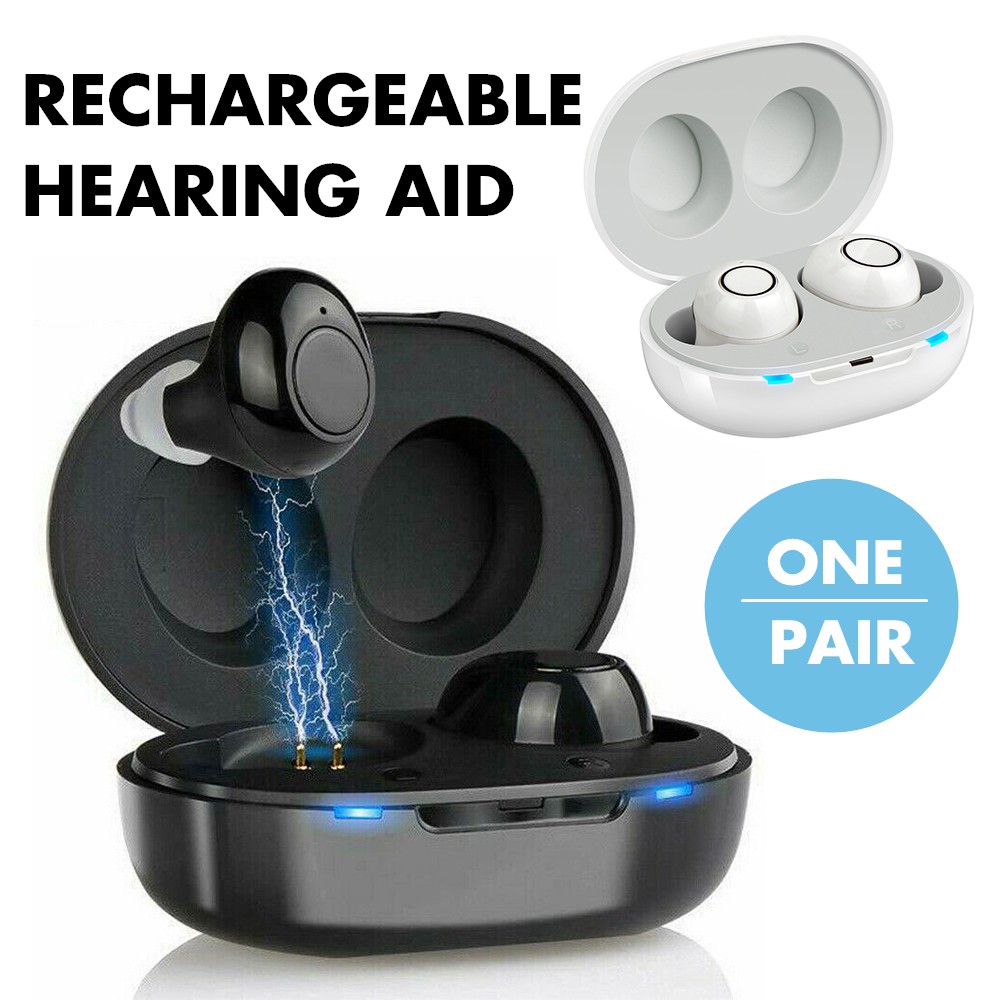 Digital Rechargeable Hearing Aid with Charging Case 1 Pair Mini Sound