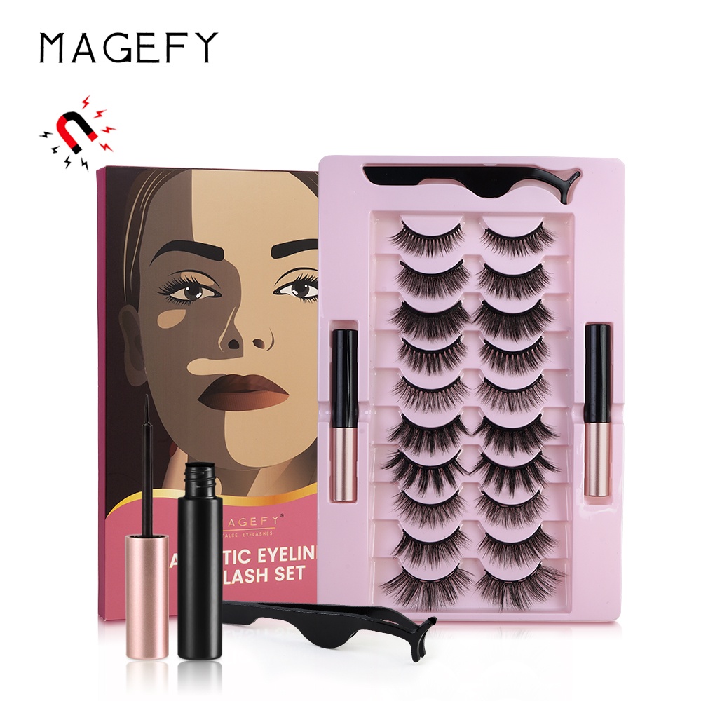 Magefy 10 Pair Hybrid Magnetic False Eyelashes Set Shopee Philippines 