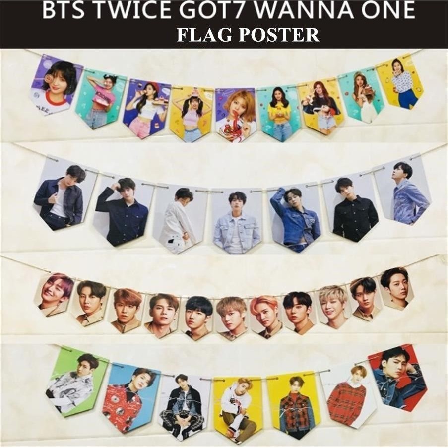 Kpop Bts Wanna One Got7 Twice Paper Flag Poster Photo Wall Shopee Philippines