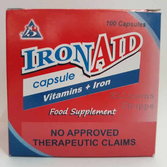 IronAid Vitamins + Iron Food Supplement Box of 100 Capsules Shopee