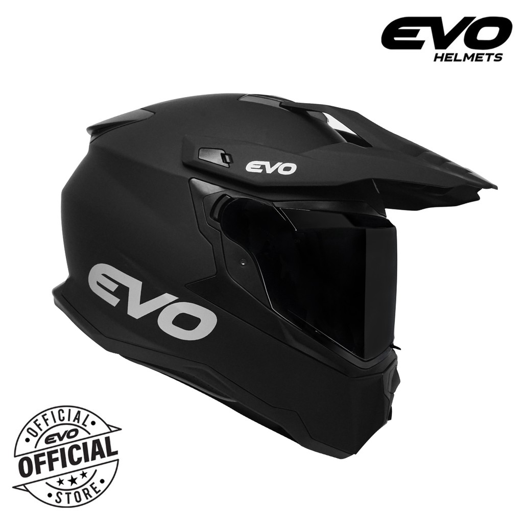 EVO Dx-7 Plain Dual Sport Full Face Helmet With Free Clear Lens ...