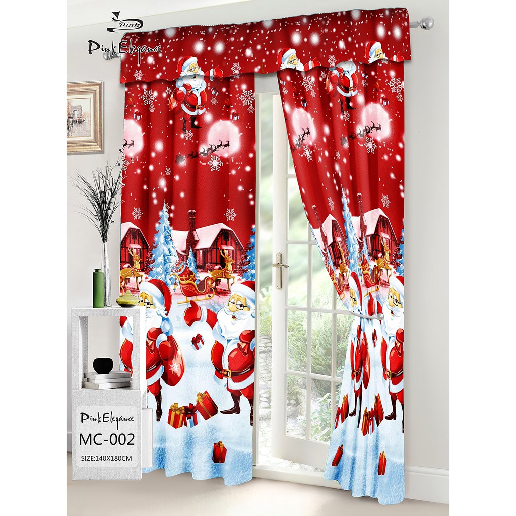 1pc Christmas Curtain 140x180cm Design For Window Door Room Home ...
