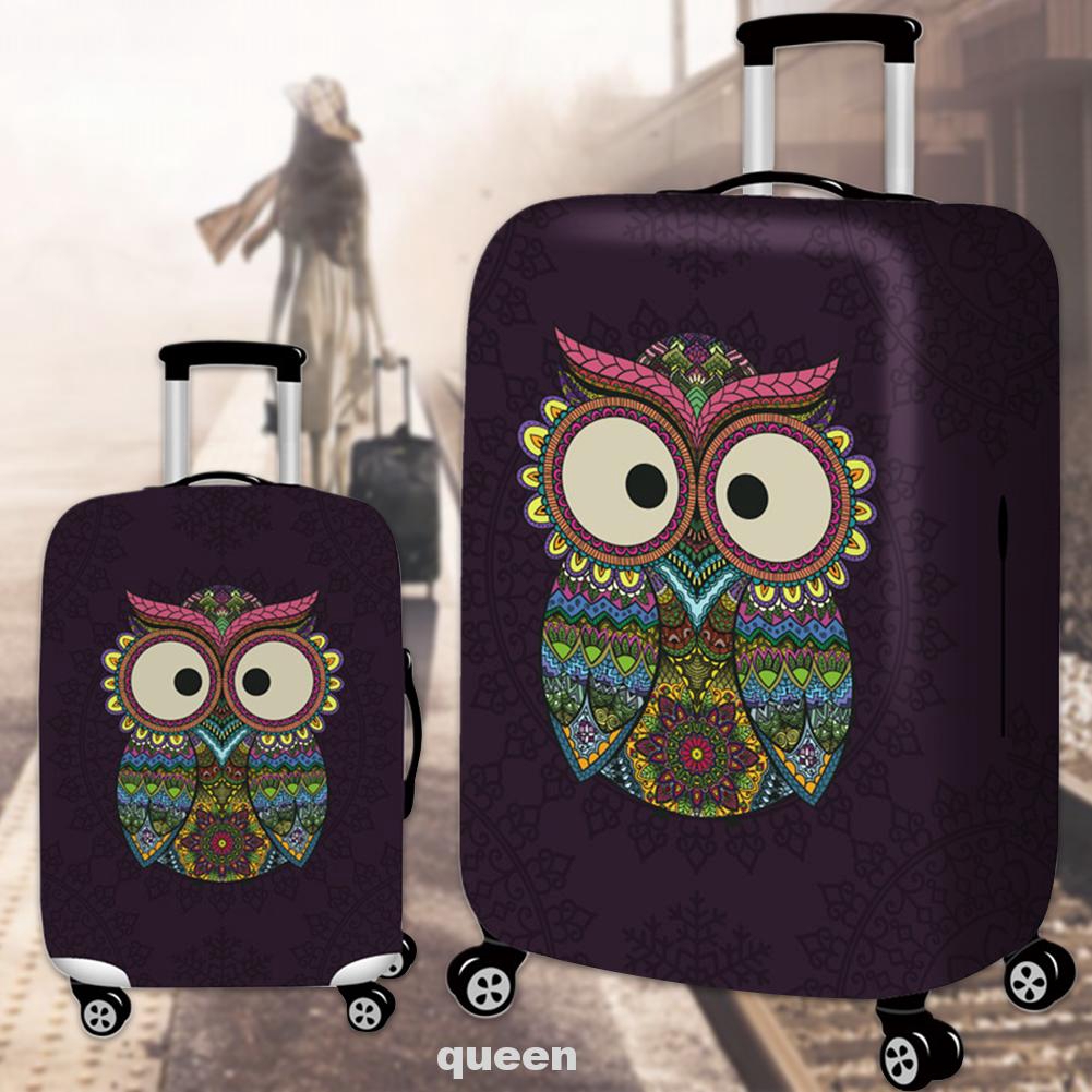 owl print suitcase