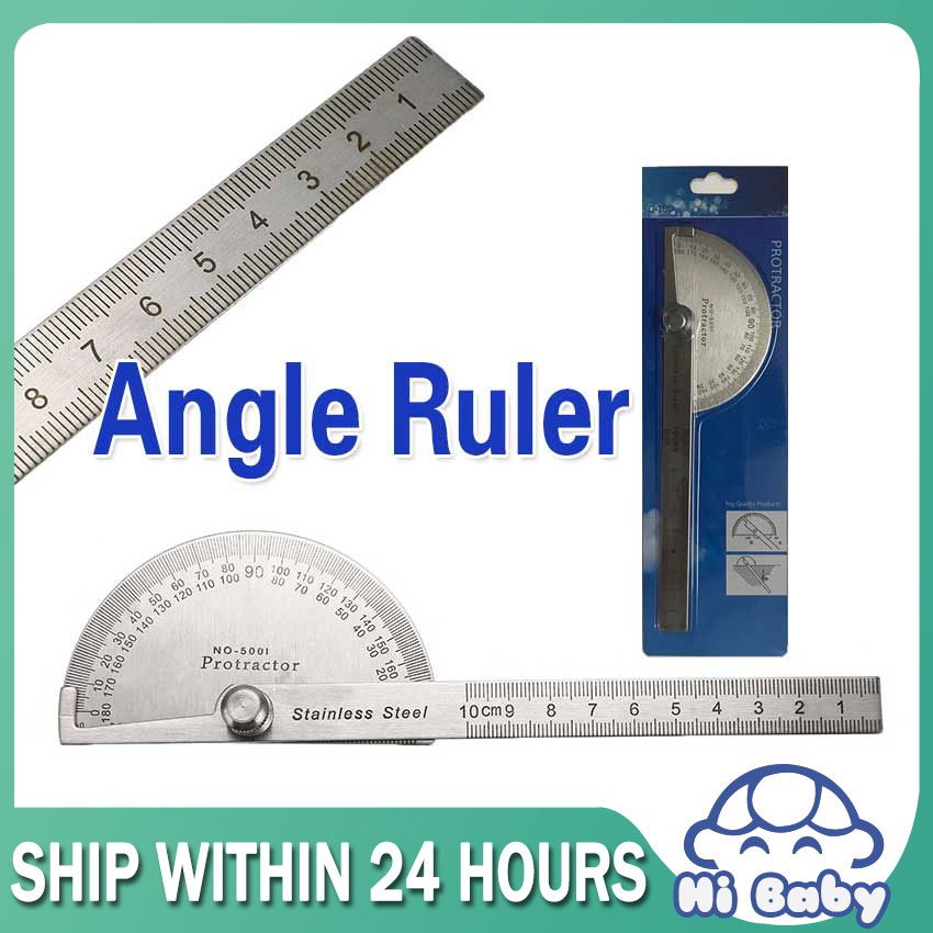 Arm Measuring 0-180 Degree Stainless Steel Protractor Arm Measuring Ruler Rotary Angle Finder Tool 
