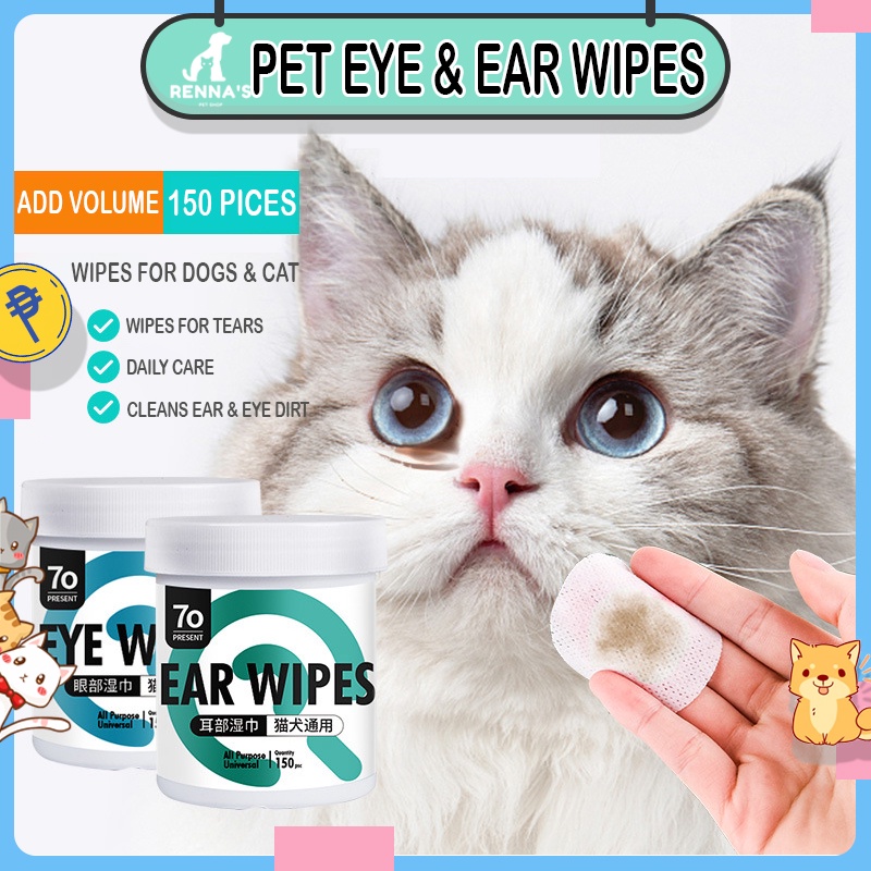 Renna's 150pcs Pet Eye & Ear Wipes For Dogs Pet Wipes Cat Wipes For Cat